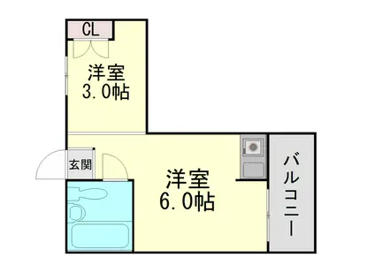岡本ビラ(ワンルーム/1階)の間取り写真