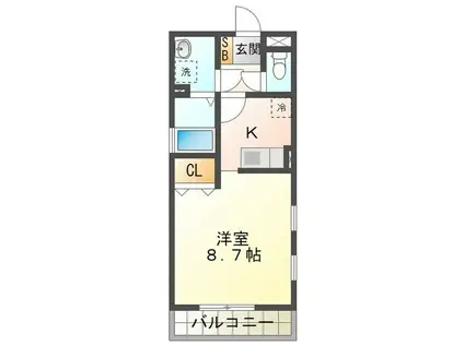 GREAT ADVANCE(ワンルーム/2階)の間取り写真