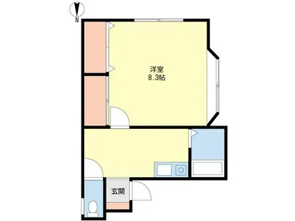 コンフォート鐙(1K/2階)の間取り写真