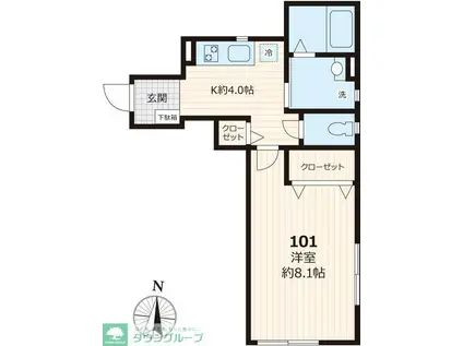 コート・シャトン(1K/1階)の間取り写真