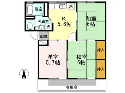 ノーブル清水B(3K/1階)の間取り写真