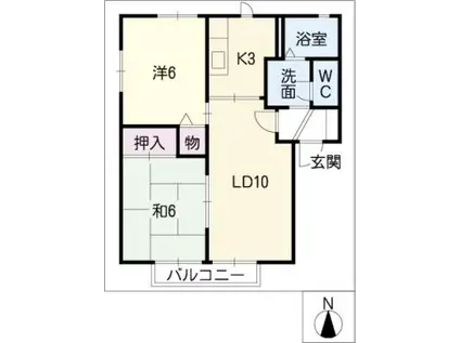 プランドール西口 A棟(2LDK/1階)の間取り写真