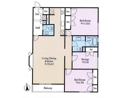 メゾン・ラ・フォンテーヌ(3LDK/1階)の間取り写真