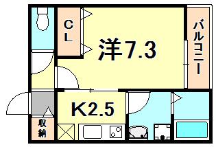 ヴェント チェーロ(1K/1階)の間取り写真