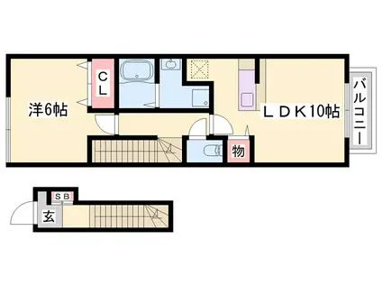 アンジュエ―グル(1LDK/2階)の間取り写真
