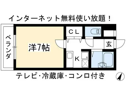 BERG義義(1K/3階)の間取り写真
