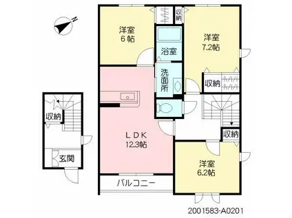 クラヴィエ石坂 A (3LDK/2階)の間取り写真