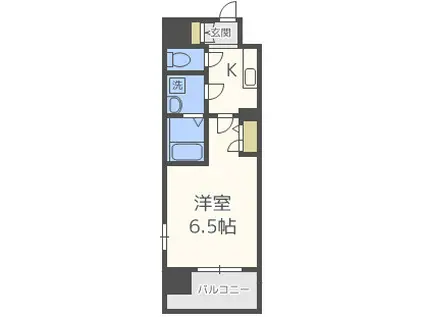 エスリード谷町6丁目レジデンス(1K/4階)の間取り写真