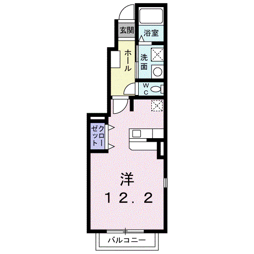 プリムローズ II(ワンルーム/1階)の間取り写真