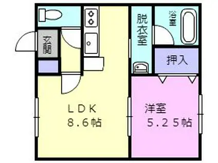 ロジェ住吉(1LDK/1階)の間取り写真