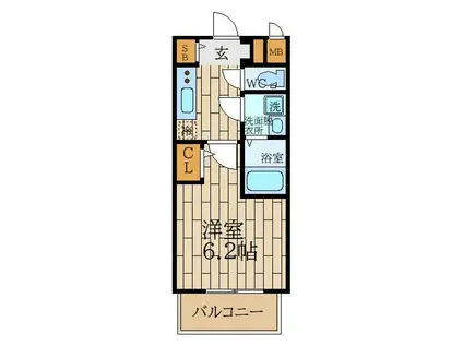 エスリードレジデンス大阪福島シティウエスト(1K/11階)の間取り写真