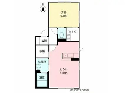 サンロード D棟(1LDK/1階)の間取り写真