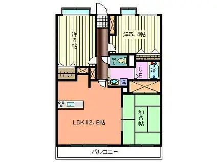 ビューフレア片町(3LDK/3階)の間取り写真