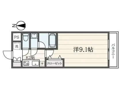 ミミエデン(1K/2階)の間取り写真
