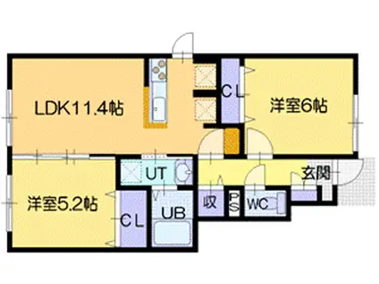リシェルいこい(2LDK/1階)の間取り写真