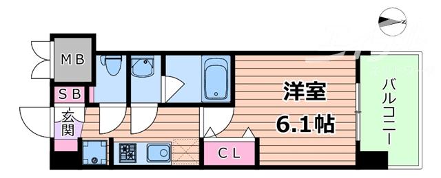 プレサンス神崎川ファインブレス(1K/2階)の間取り写真
