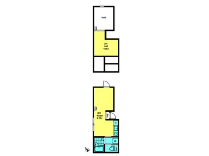 メゾンド・ロビーナ(ワンルーム/2階)の間取り写真