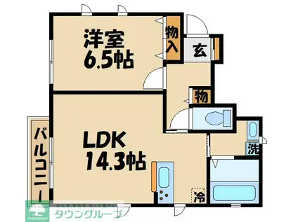 グロースラヴィーンII(1LDK/1階)の間取り写真
