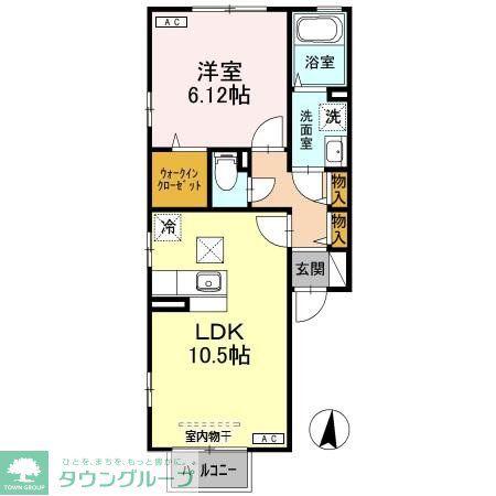 ウエストハウス(1LDK/1階)の間取り写真