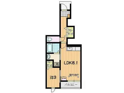 SKY VILLAGE盛南II(1LDK/1階)の間取り写真