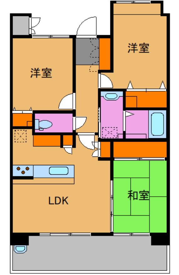 ヴァンデュール新倉敷駅前(3LDK/5階)の間取り写真