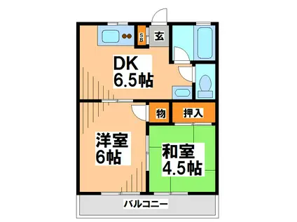 ボーゼンフラット(2DK/1階)の間取り写真