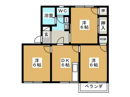 タウニィ若里A(3DK/2階)の間取り写真