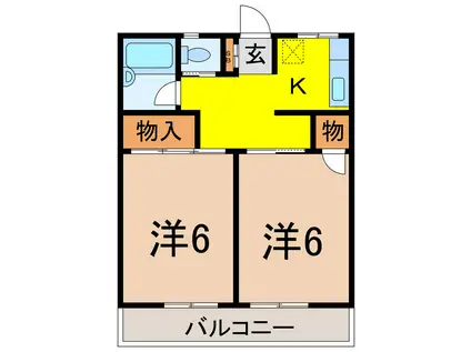 妻沼ハイツ第一(2K/3階)の間取り写真