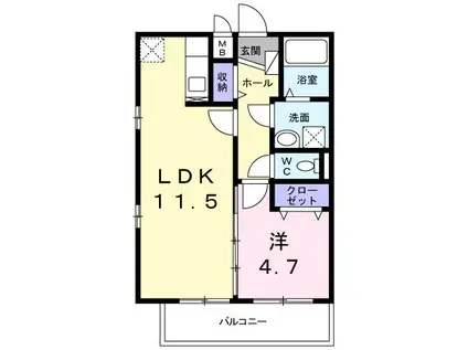 M・メゾン(1LDK/1階)の間取り写真