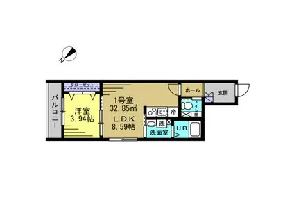 ル・カンフリエ北小金(1LDK/3階)の間取り写真