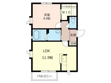 クレールアイ B(1LDK/1階)の間取り写真