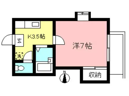 カーサ竹内II(1K/1階)の間取り写真