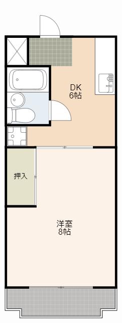 マンションルビナス(1DK/2階)の間取り写真