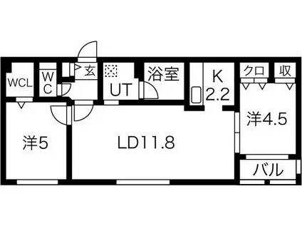 ブランシャール東札幌HD(2LDK/3階)の間取り写真