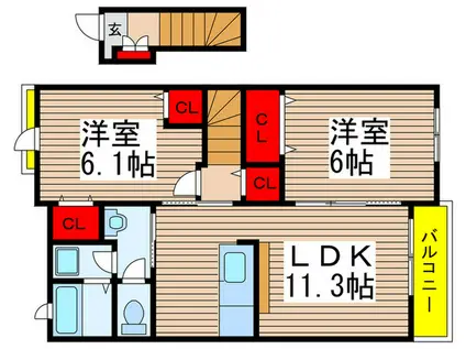 カミレB(2LDK/2階)の間取り写真