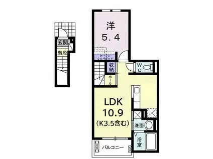 BLESS小平 B(1LDK/2階)の間取り写真