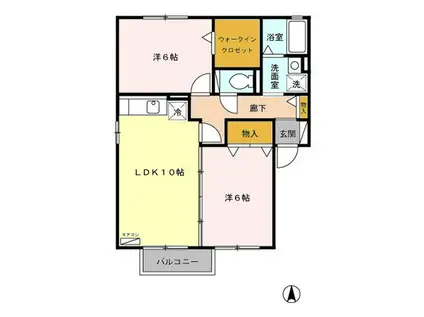 セジュール・ウィルモアマリ(2LDK/2階)の間取り写真