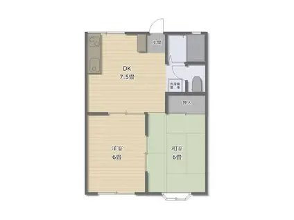 マキシム21(2DK/1階)の間取り写真