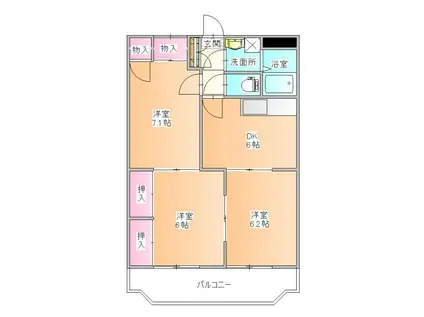 ウイングコート21(3DK/2階)の間取り写真