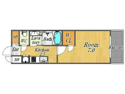 エスリード西九条レジデンス(1K/8階)の間取り写真