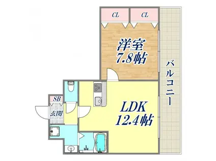 サニーコートメイワ(1LDK/6階)の間取り写真