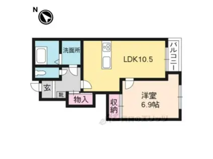 ANGELODUE(1LDK/1階)の間取り写真