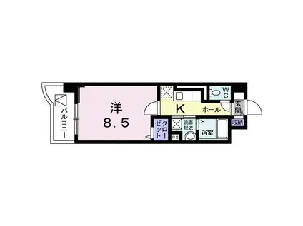 WAVE(1K/3階)の間取り写真