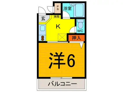 パールメゾン鳴門(1K/4階)の間取り写真
