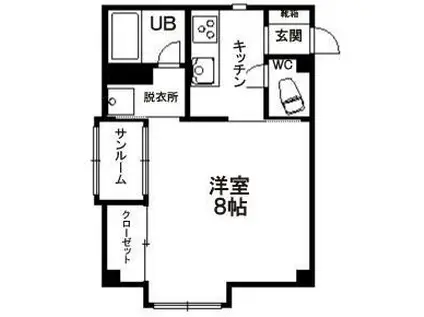 ドミール・クレセントA(1K/3階)の間取り写真