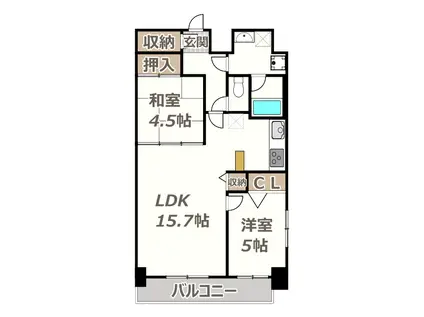 KM山坂(2LDK/6階)の間取り写真