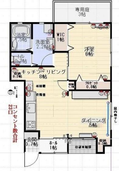 ラッフルズハイツ(1LDK/1階)の間取り写真