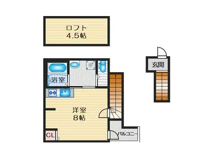 あんしん大黒(ワンルーム/2階)の間取り写真