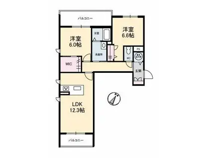 ル・シエール(2LDK/1階)の間取り写真