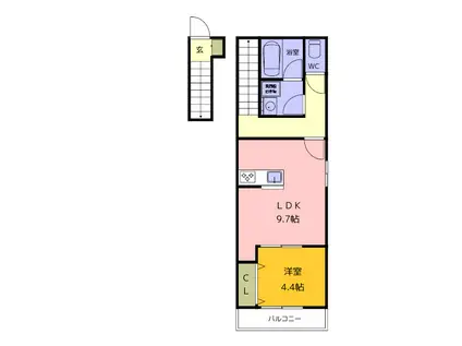 LA CASA(1LDK/2階)の間取り写真